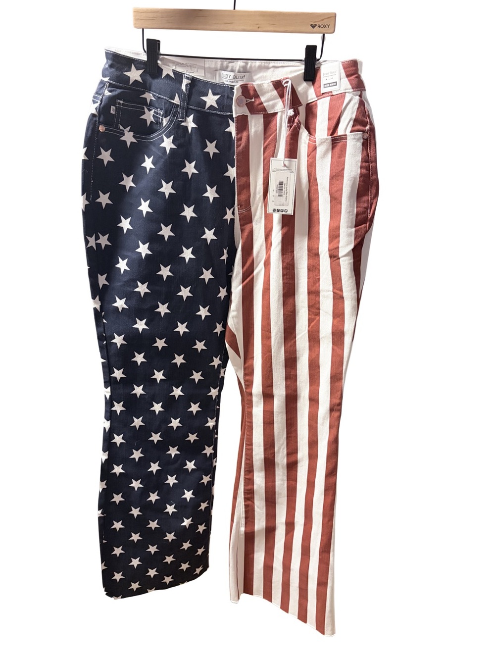 NWT 16W Judy Blue American Flag High Rise Flare Jeans - Stars & Stripes